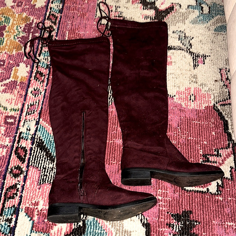 Plum knee high boots